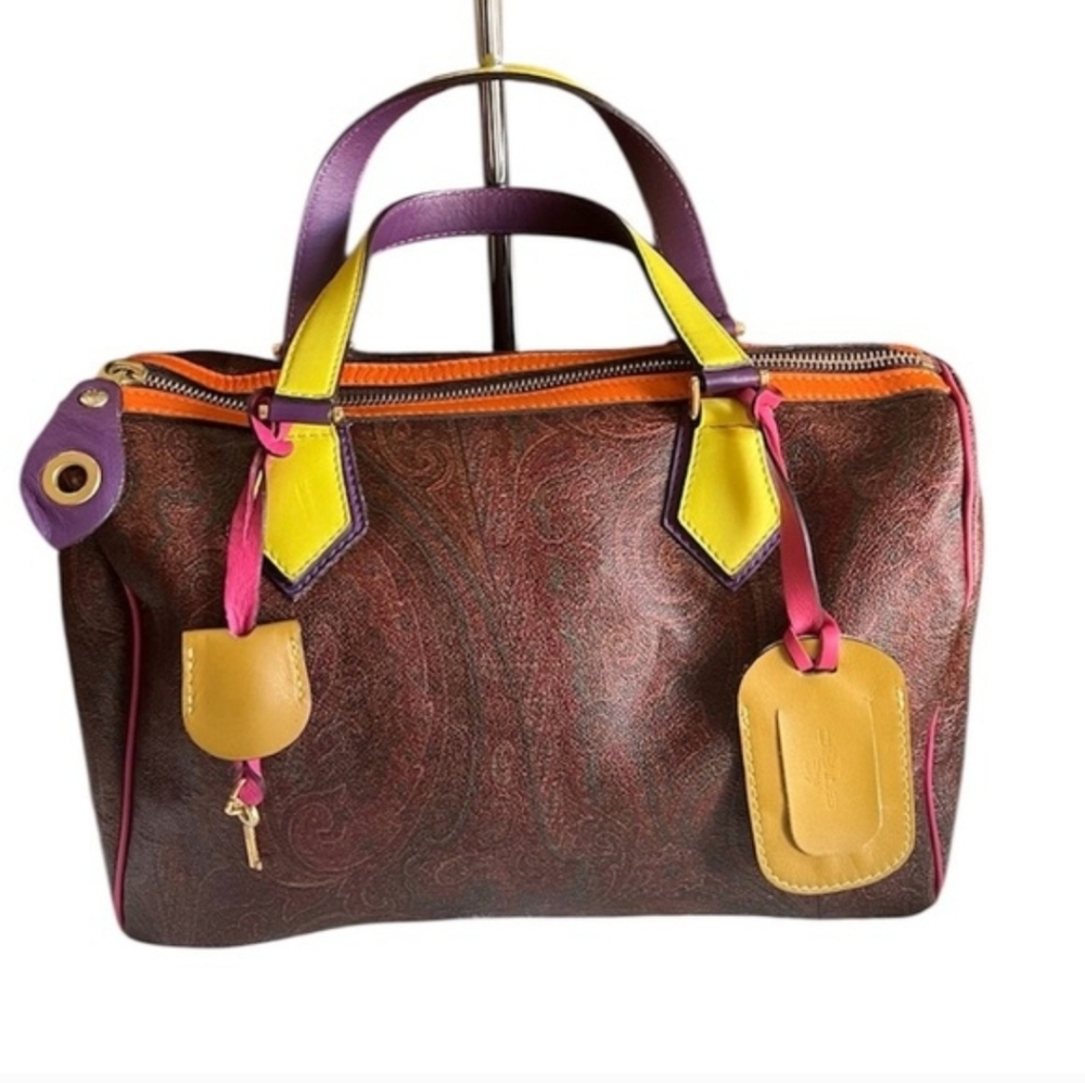 Etro Brown Paisley Tote with Yellow, Purple & Pink Accents - Picture 5 of 8